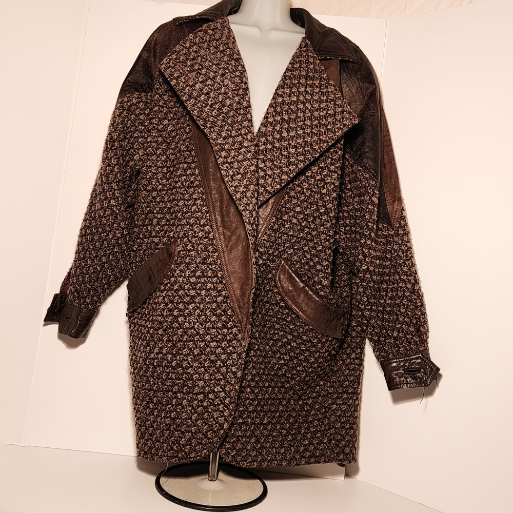 Vintage Winlet brown Women's leather wool coat size M